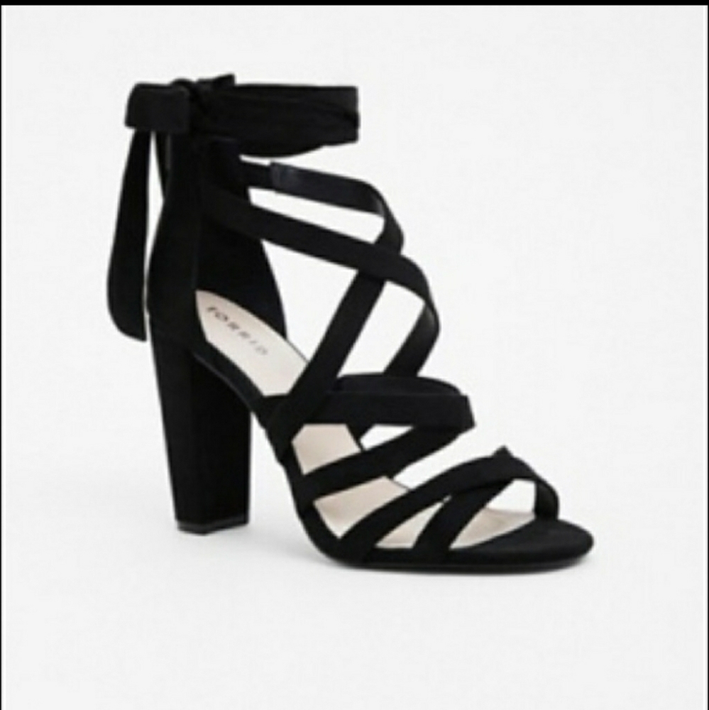 Black Strappy Lace-Up Heel Sandal (WW)